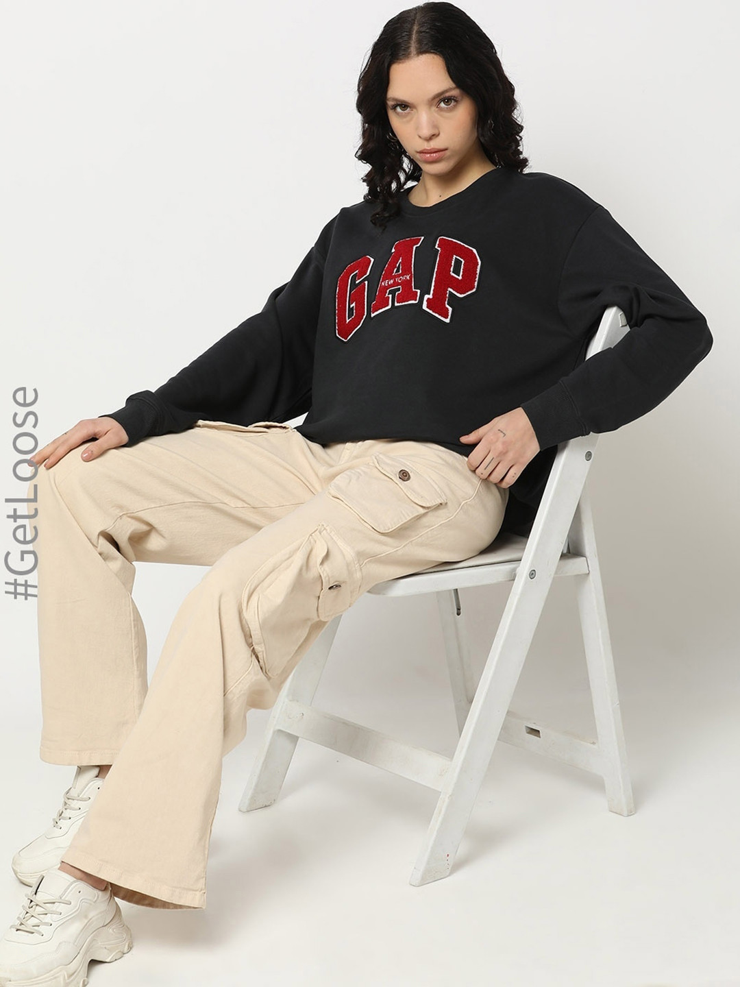 GAP Logo Embroidered Crew Neck Terry Sweatshirt