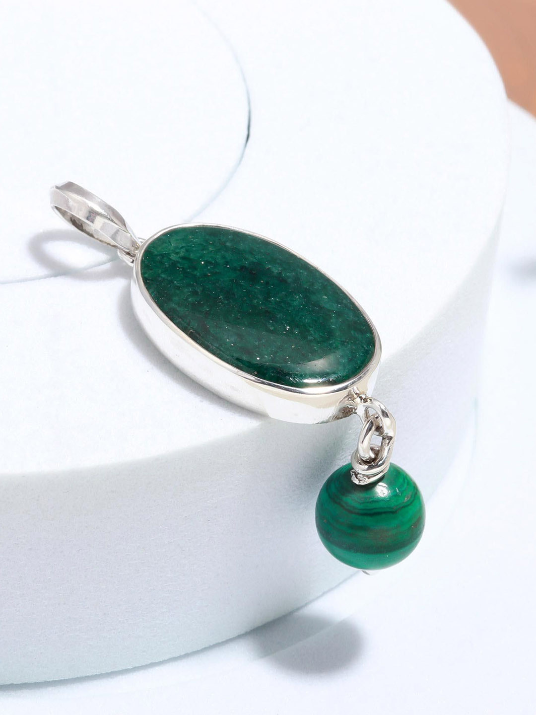 ORO ALMA Green Aventurine and Malachite Pendant