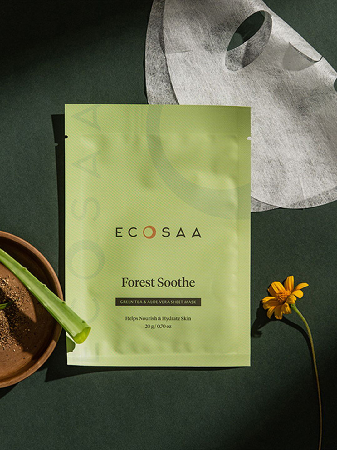 ECOSAA Forest Soothe Sheet Mask With Green Tea For Hydration - 20 g