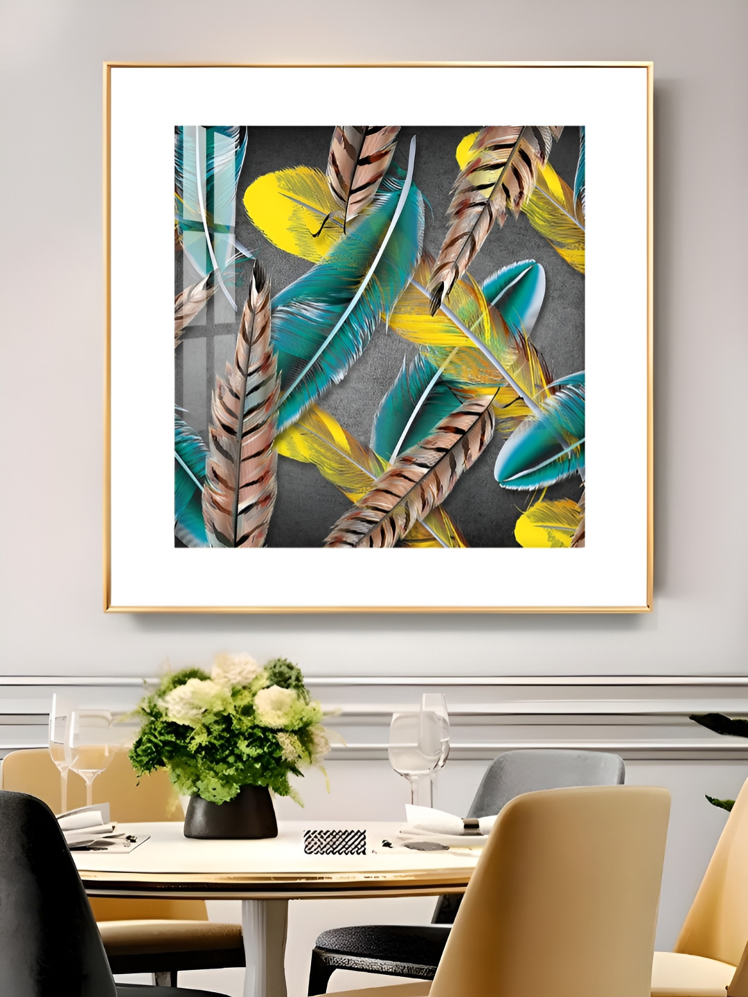 THE NEXT DECOR Golden Painting Square Wall Art