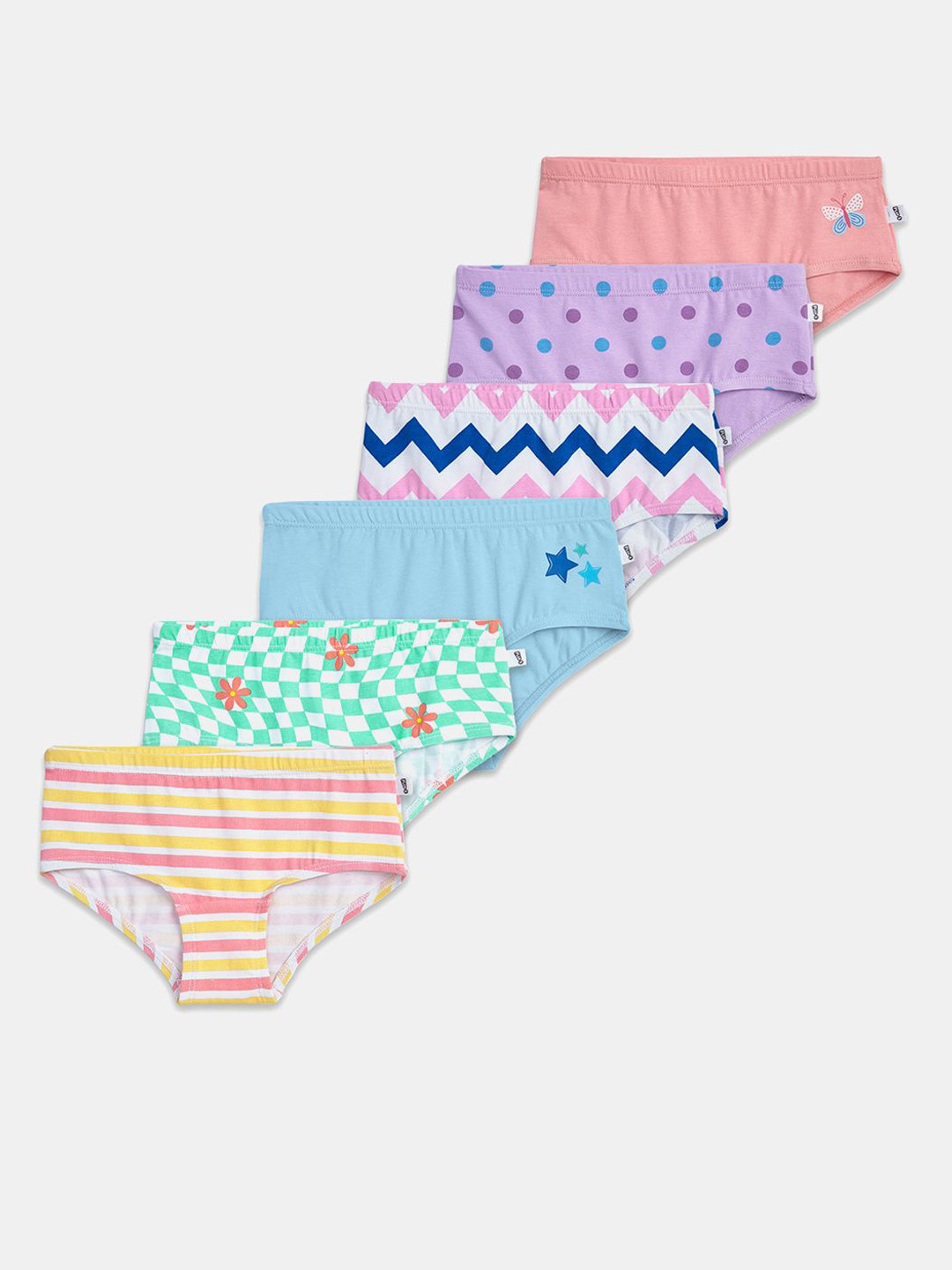 You Got Plan B Storm Girls 6Pc Assorted Pure Cotton Mid-Rise Basic Briefs UG-Assorted: 1-2