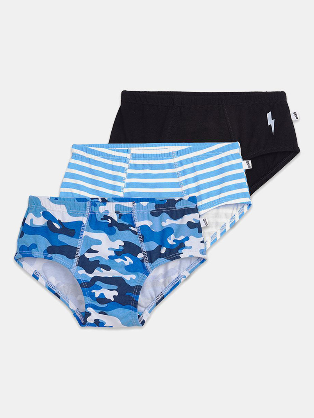 You Got Plan B Storm Boys 3Pc Printed Pure Cotton Mid-Rise Basic Briefs UBL-BlueStrike: 1-