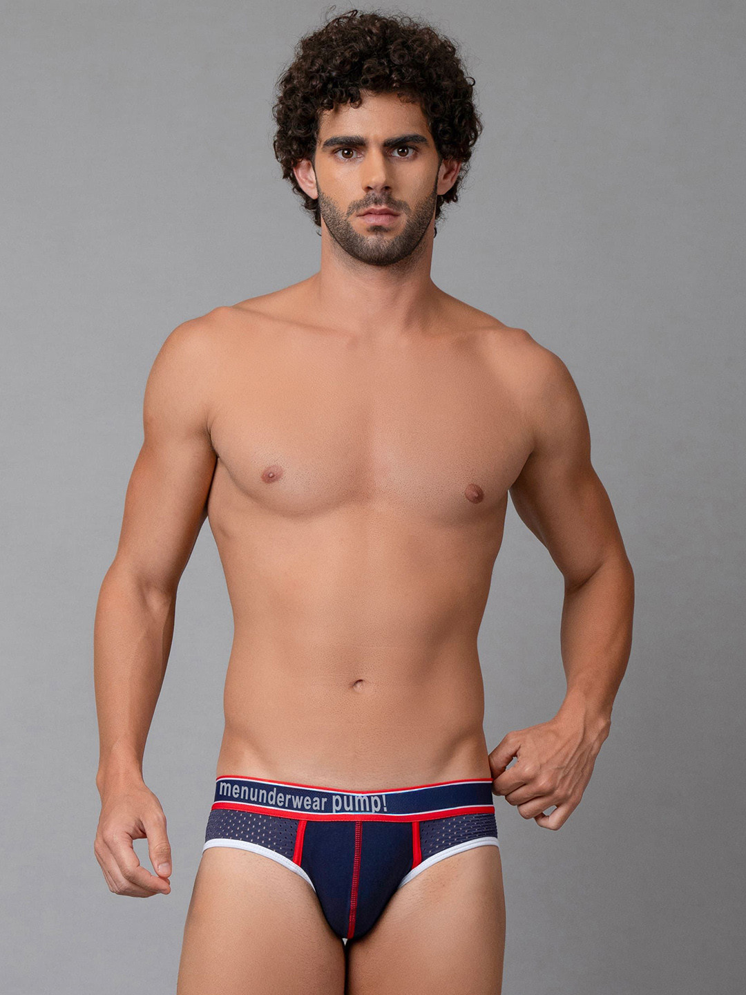 PUMP CLUB Mid-Rise Anti-Bacterial Mesh Basic Briefs ART389-Blue-M