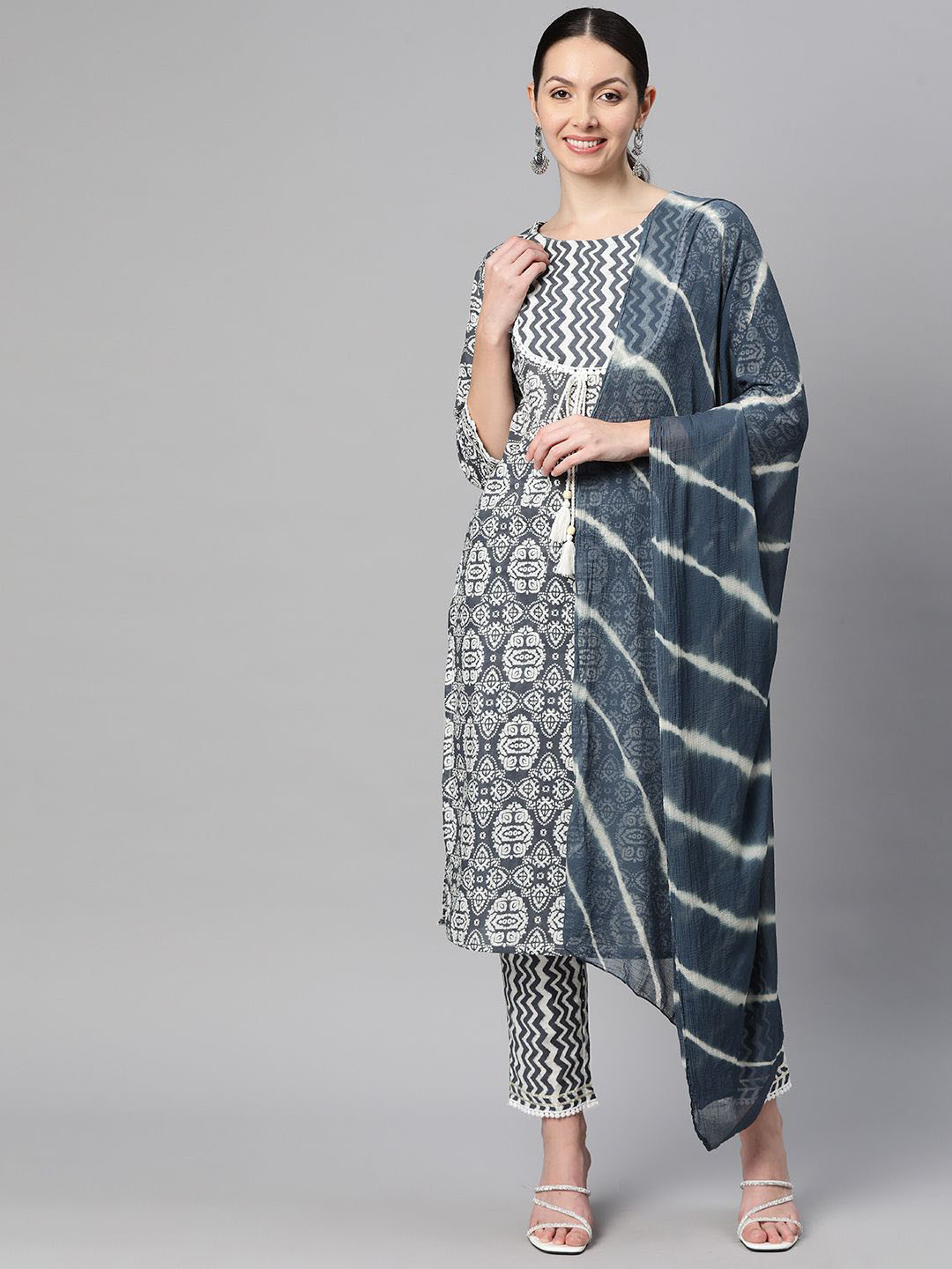 KALINI Women Printed Regular Pure Cotton Kurta Sets With Dupatta