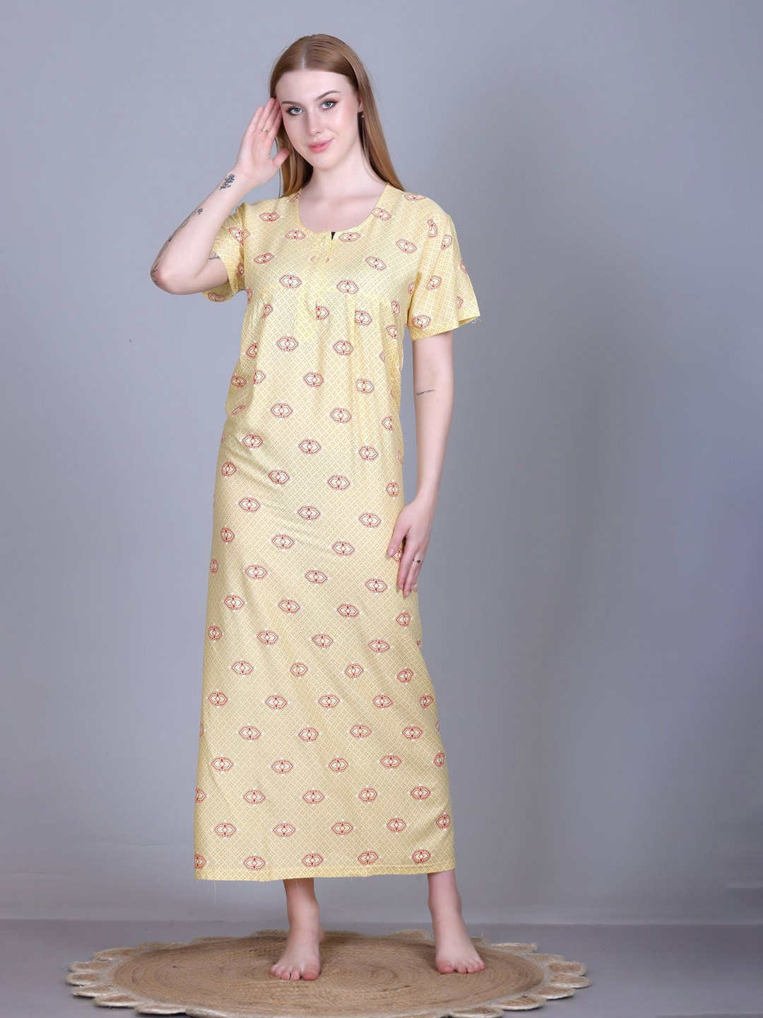 FIRST SLEEP Printed Maxi Nightdress