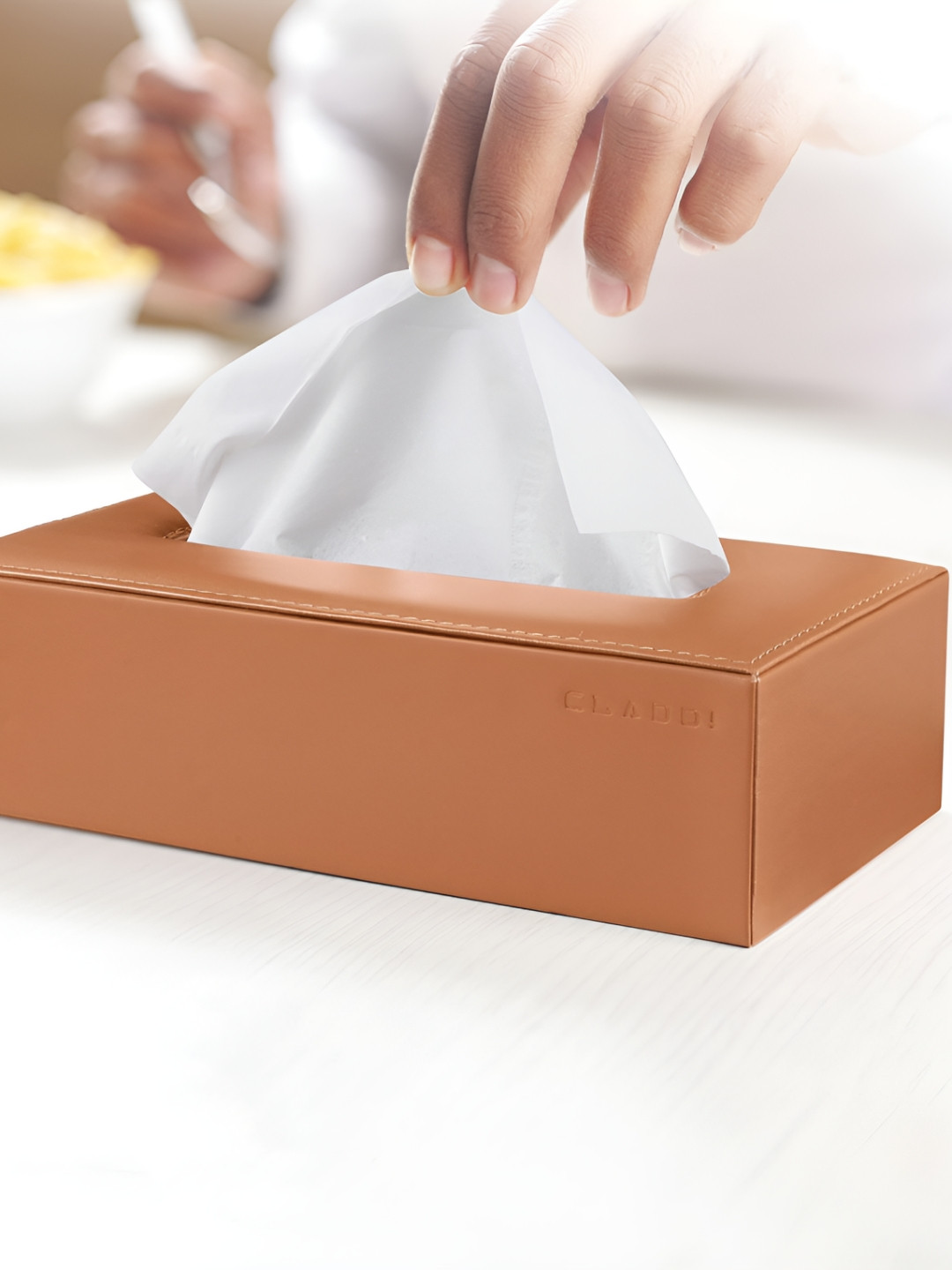 CLADD! Tan-Coloured Rectangular Tissue Paper Holder Box
