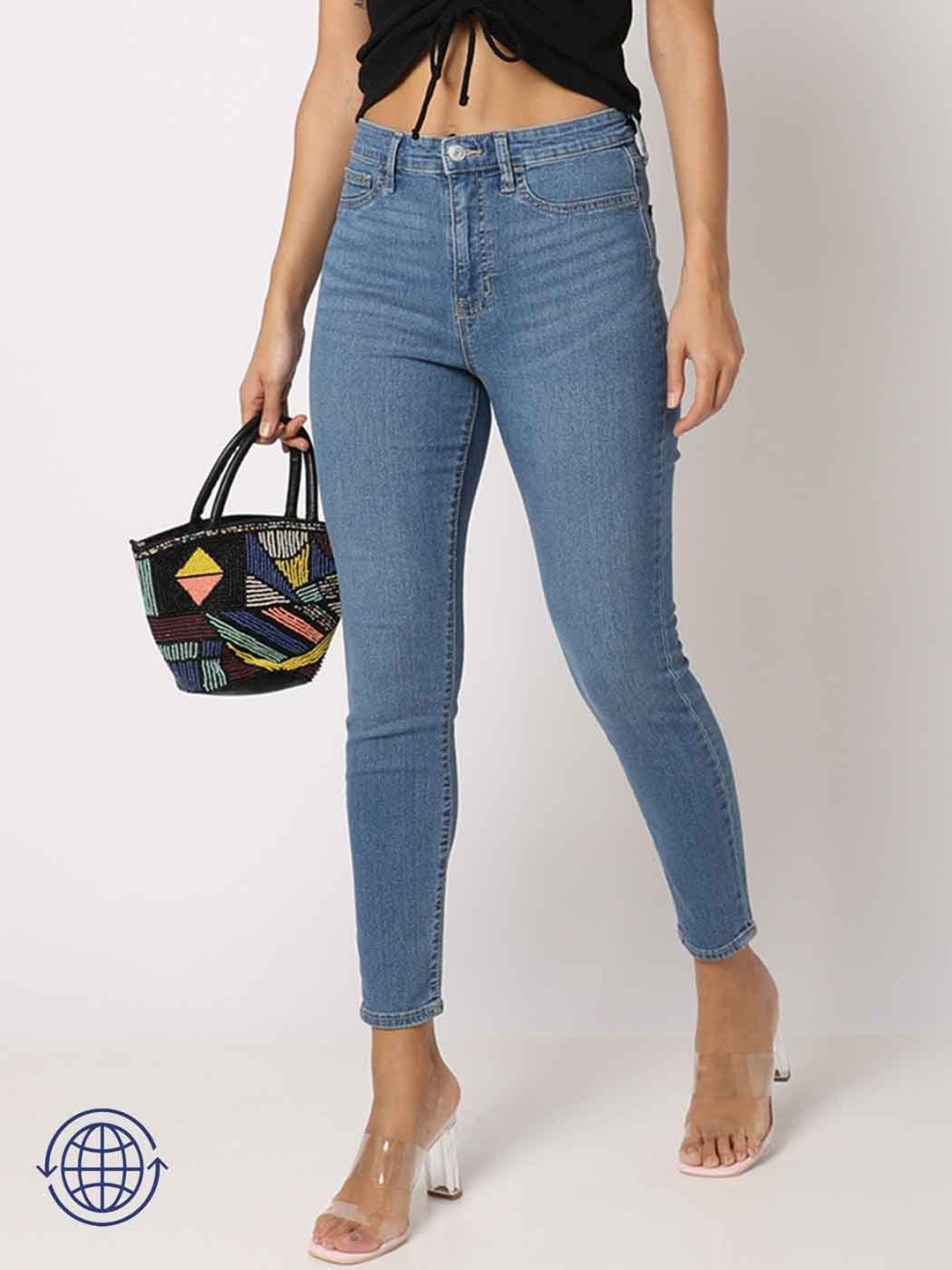 GAP Women Skinny Fit High-Rise Cropped Stretchable Jeggings