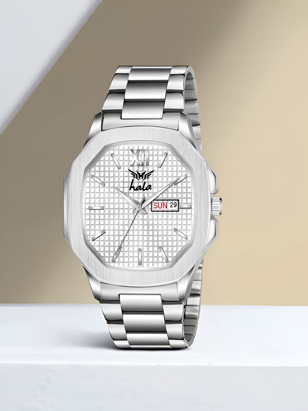 Hala Men Aluminium Dial & Stainless Steel Straps Analogue Watch Hala-3239-Silver