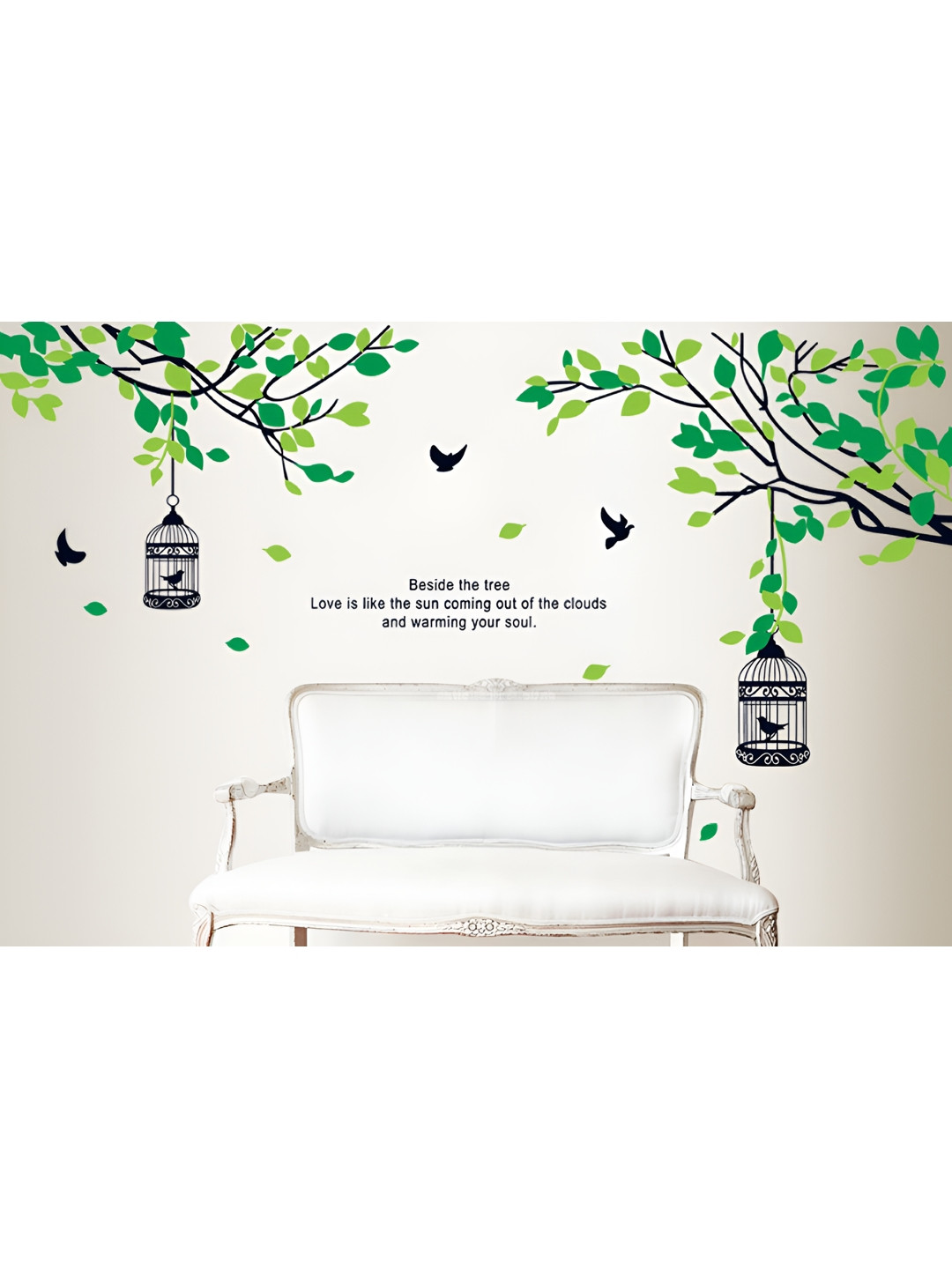 INDIAN ROYALS Green & Black Tree Design Printed Self-Adhesive & Durable Wall Sticker