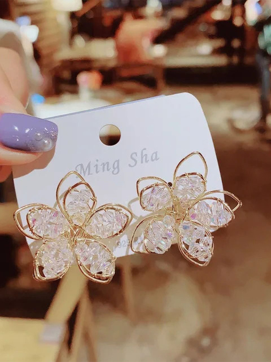 DressBerry Artificial Stones Studded Korean Floral Shaped Studs