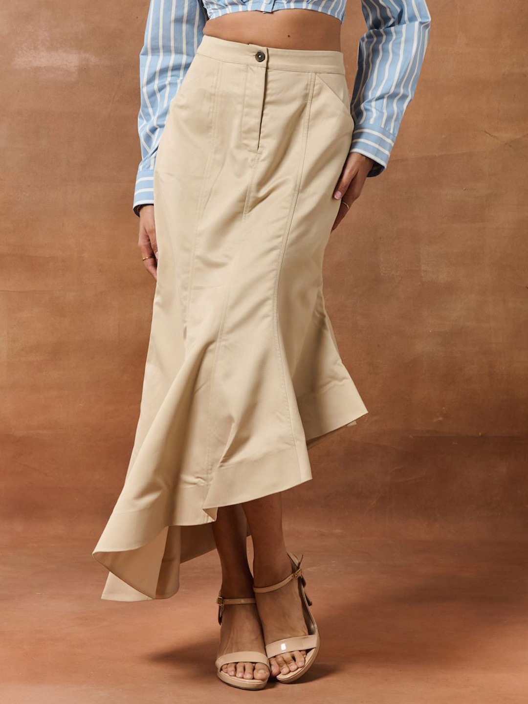 Lea Clothing Co. Marjolaine High-Waist Asymmetric Formal Skirt