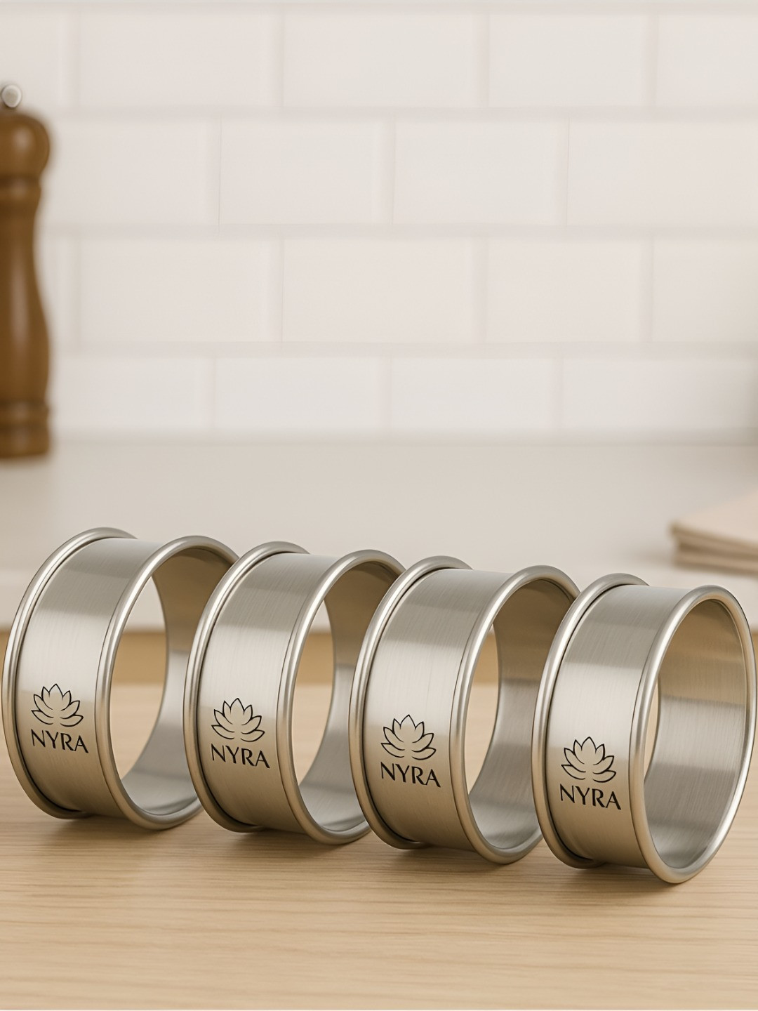 Nyra Kitchenware Stainless Steel Round Hot Pot Stand/Ring  Set of 4