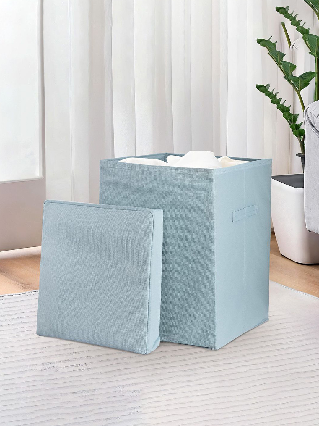 Kuber Industries Grey Long Lasting Big Size Laundry Basket With Lid - 60 L