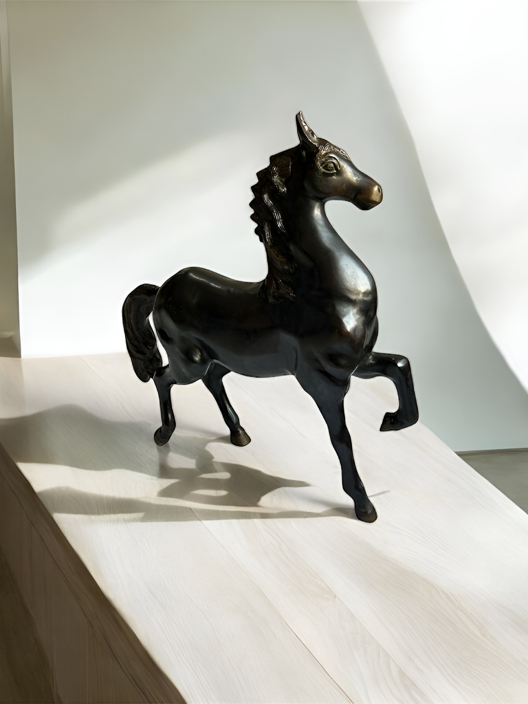 Taurrus Beauty Horse Floor Black Metal Metallic Garden Large Showpiece -