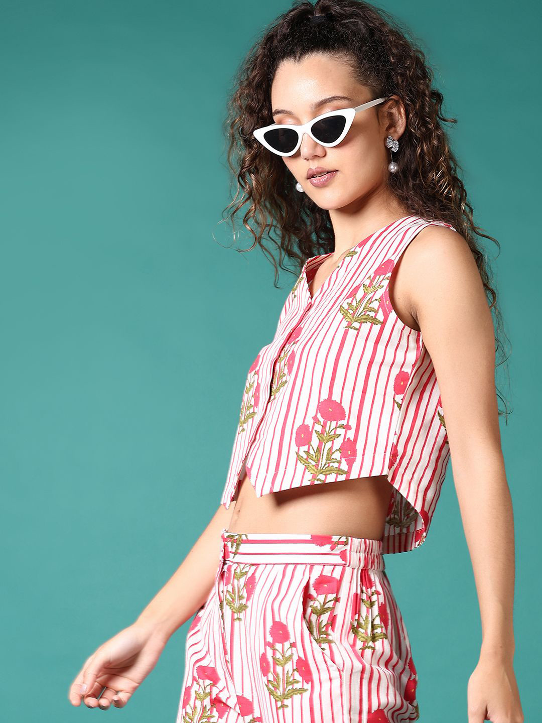 LIMEROAD Floral Printed Cotton Vest Top