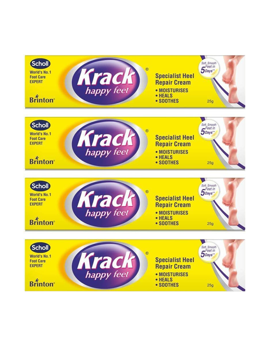 Krack Set Of 4 Set Of 4 Heel Repair Cream With Vitamin E - 25 g Each