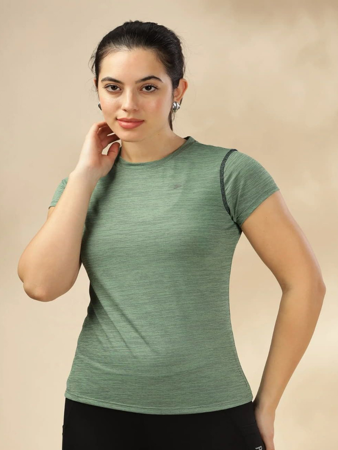 THIRD ELEMENT Women Melange UV Protect & Cooling Active T-shirt