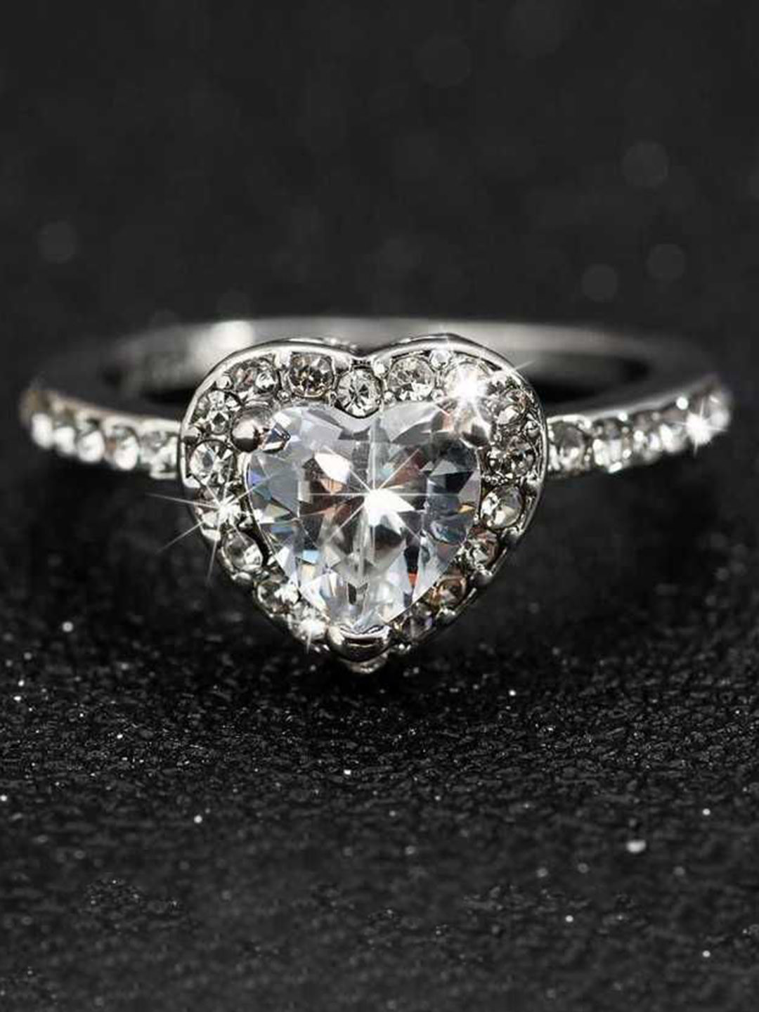 Bling Queen Silver Plated Heart And Floral Petal Open Ring