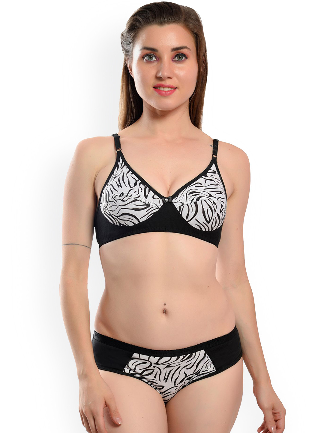 Love Maker Printed Cotton Lingerie Set LVM-ZEBRA-BLACK-30