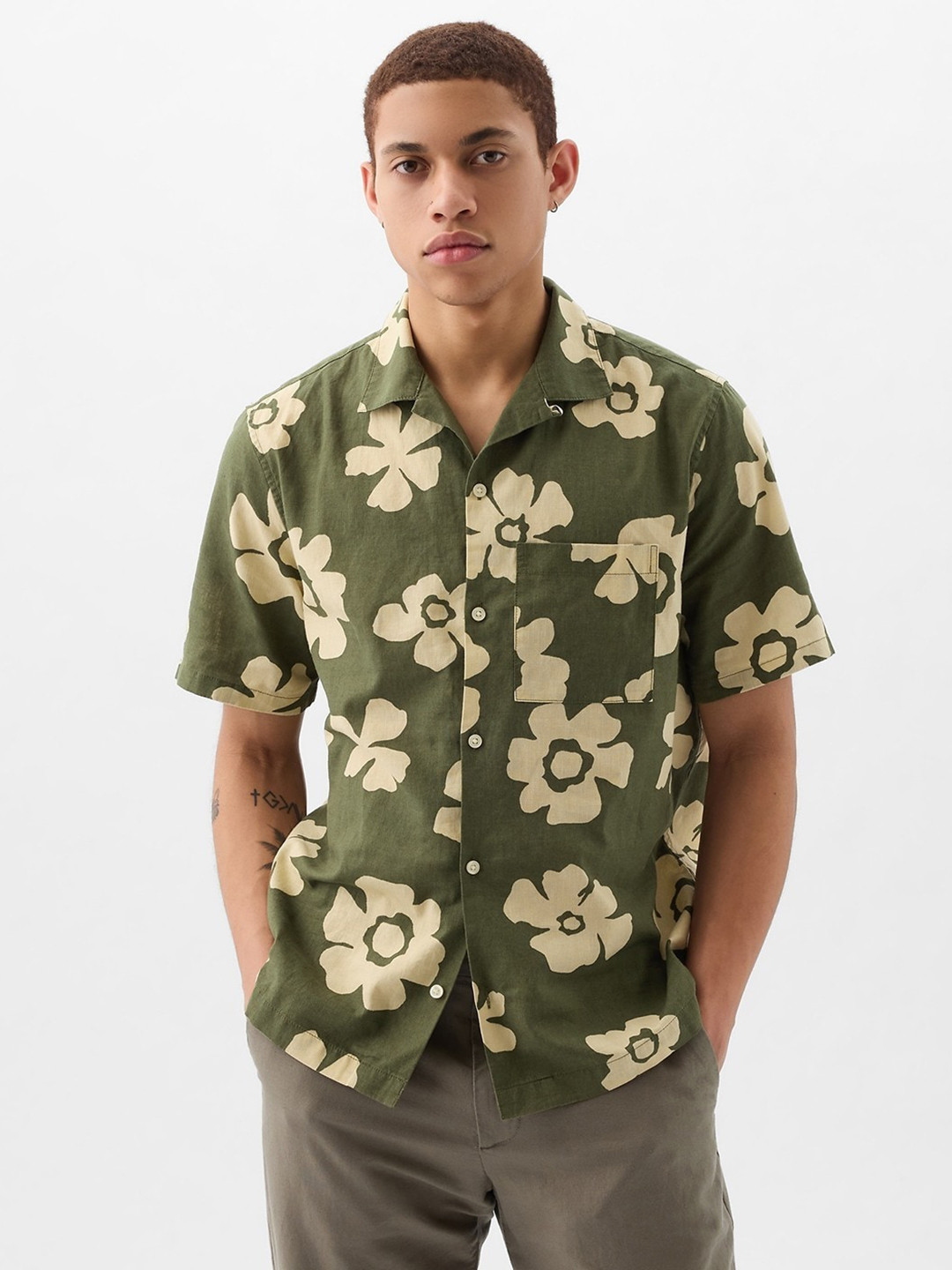 GAP Linen Cotton Floral Printed Casual Shirt