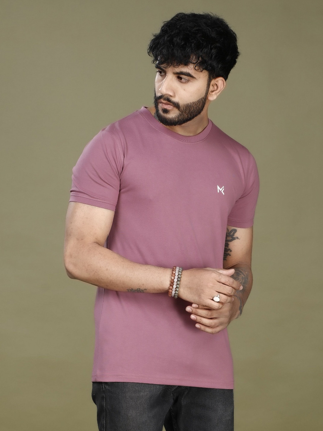 INKMAN Men Bio Finish Solid Round Neck Cotton T-shirt