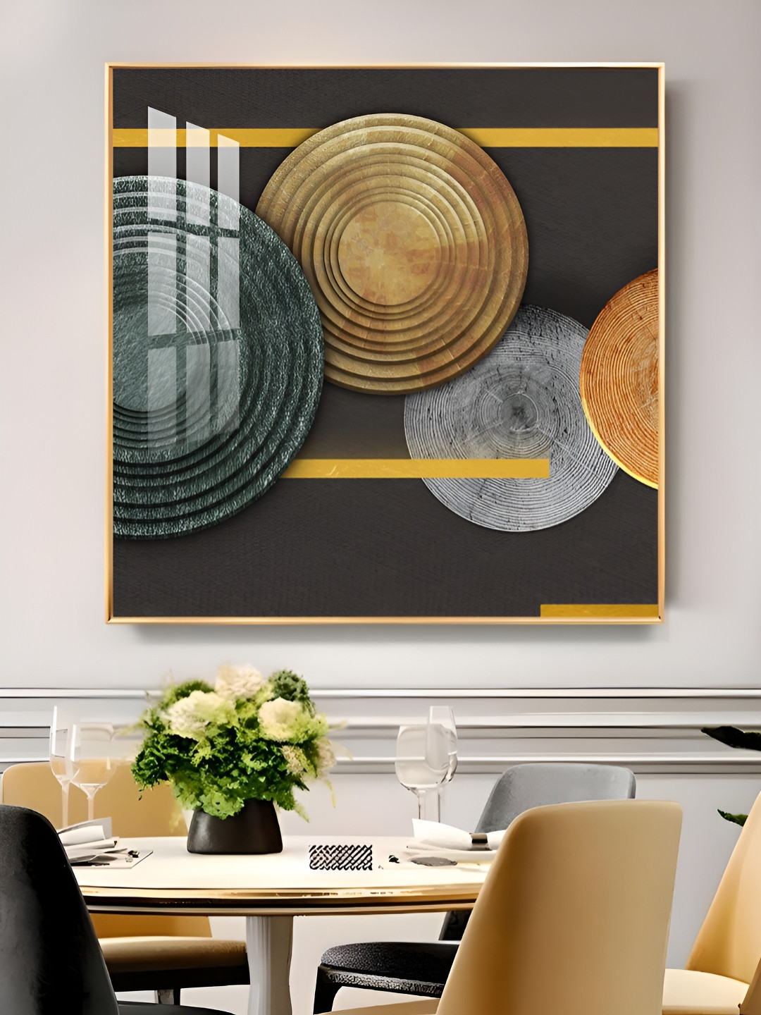 THE NEXT DECOR Opulence Glass Wall Square Paintings Wall Art - 18 x 19In