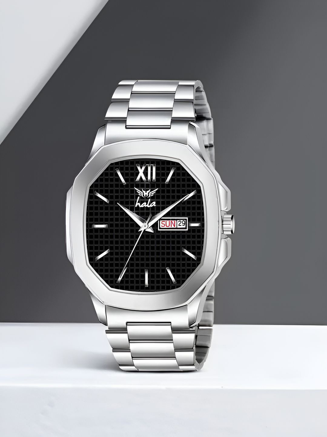 Hala Men Aluminium Dial & Stainless Steel Straps Analogue Watch Hala-3239-Black