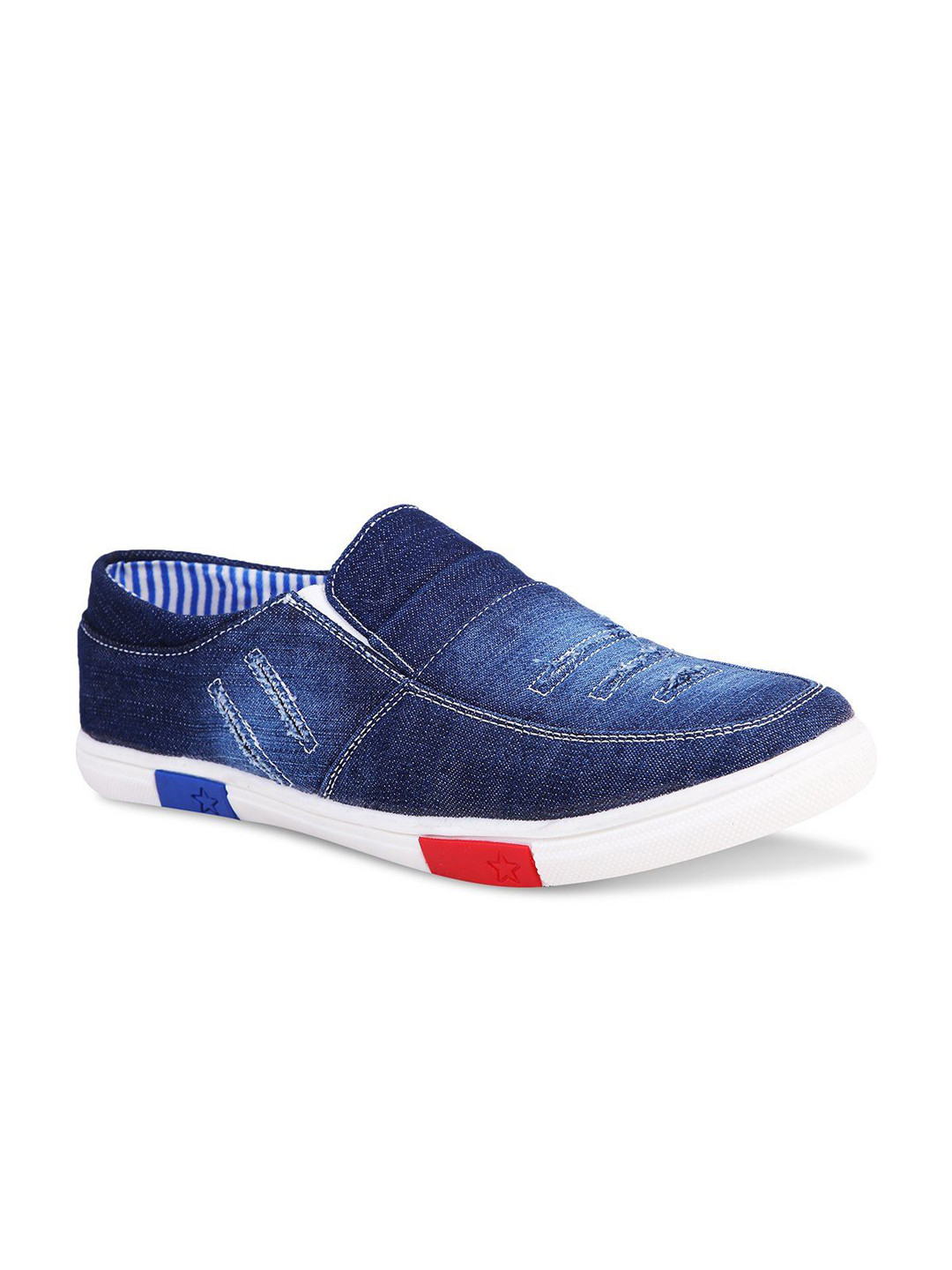 Krafter Men Round Toe Denim Slip-On Sneakers