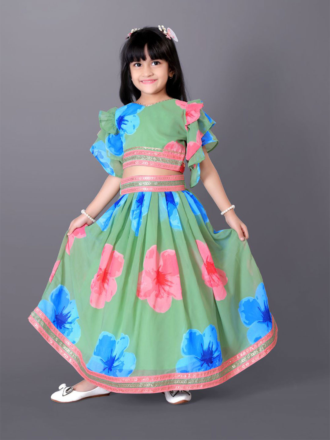 BAESD Girls Printed Ready to Wear Lehenga &