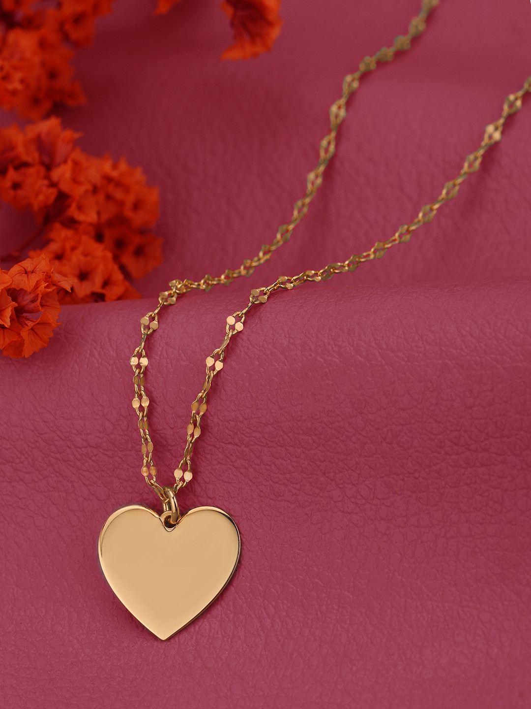DressBerry 18kt Rose Gold Plated Heart Pendant and Chain