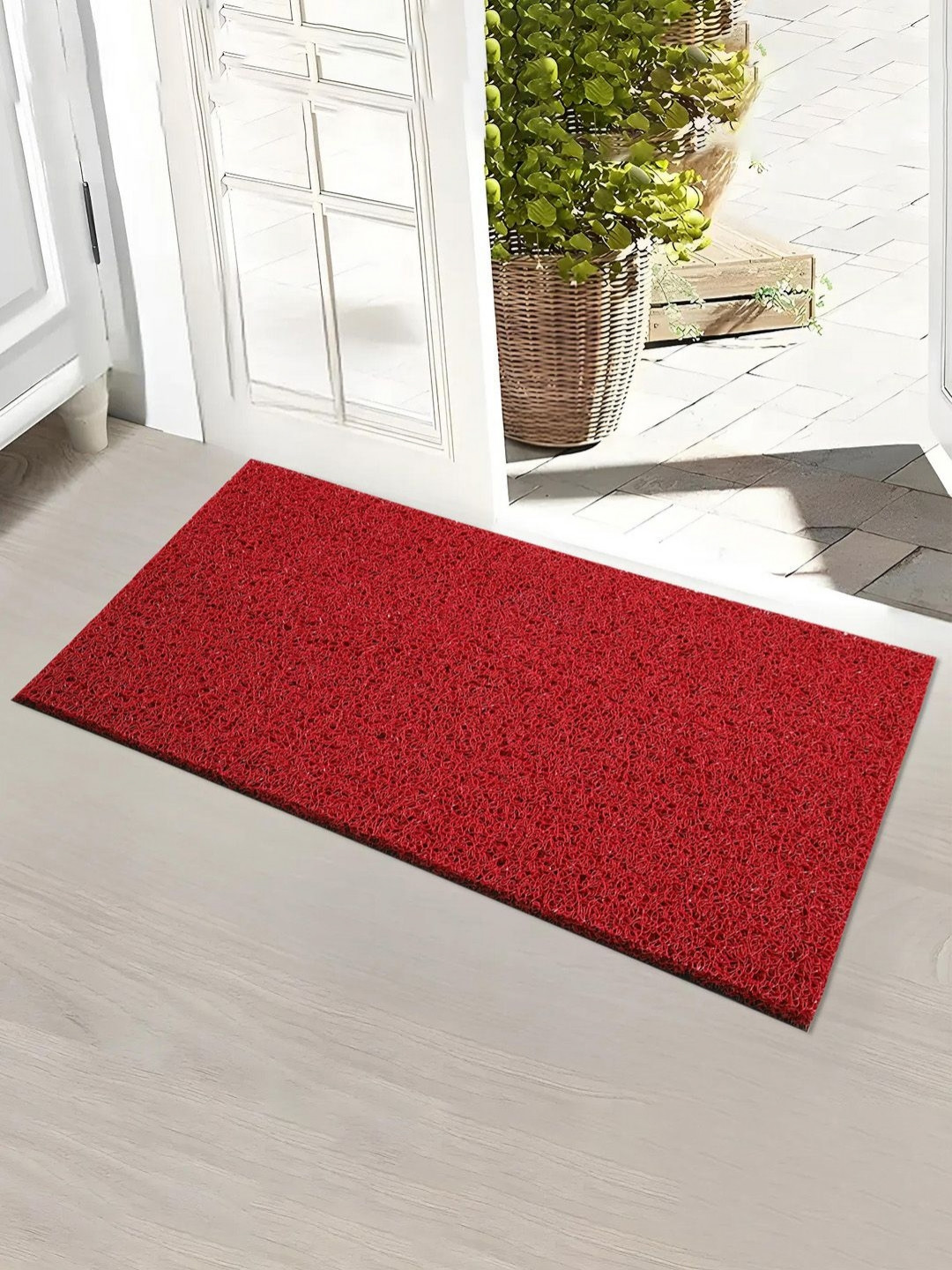 Aura Red Water Absorbent Quick Dry Large Front Door Mat