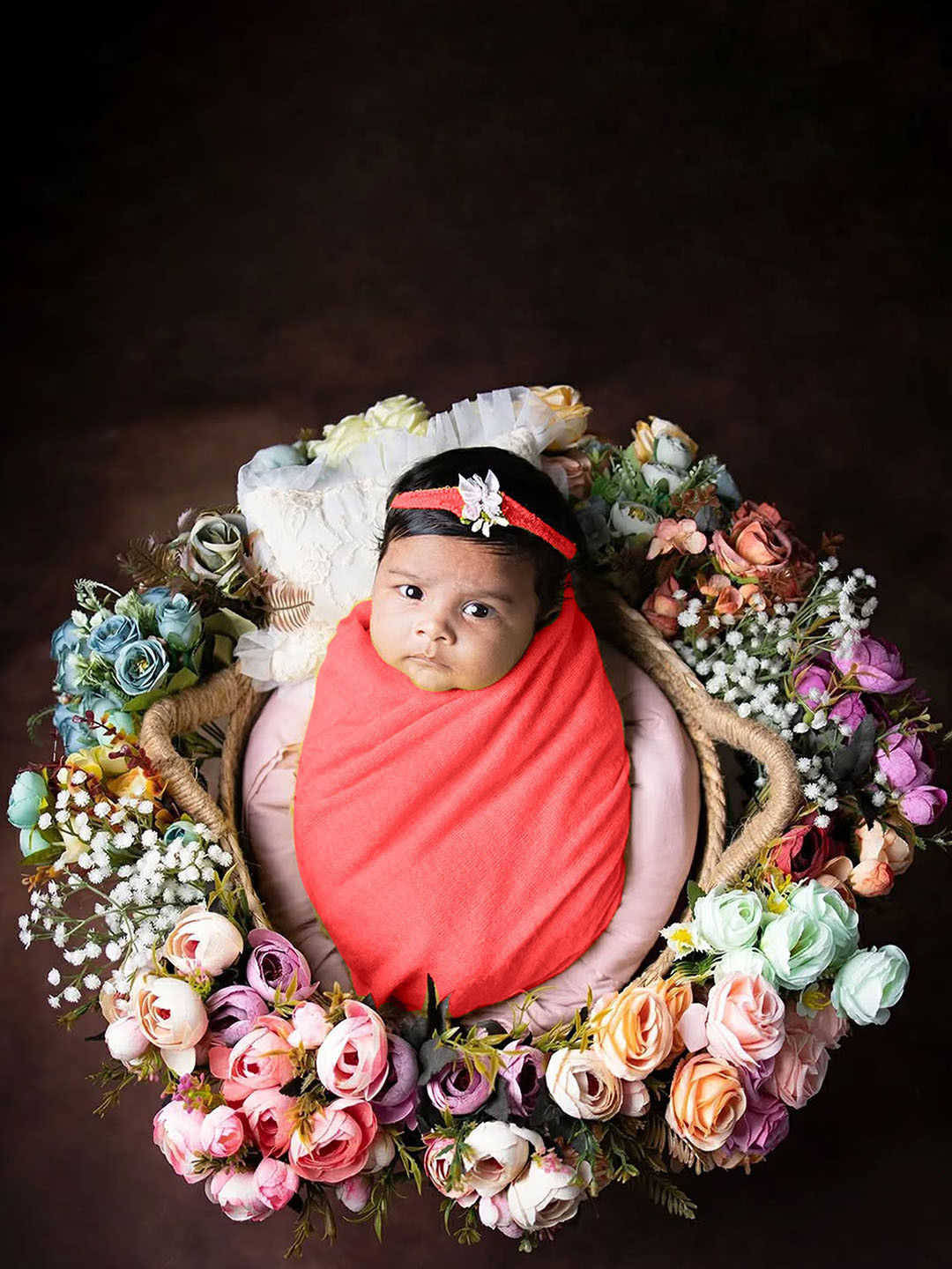 Babymoon Infants Swaddle Wrap With Hairband Baby Photoshoot Props