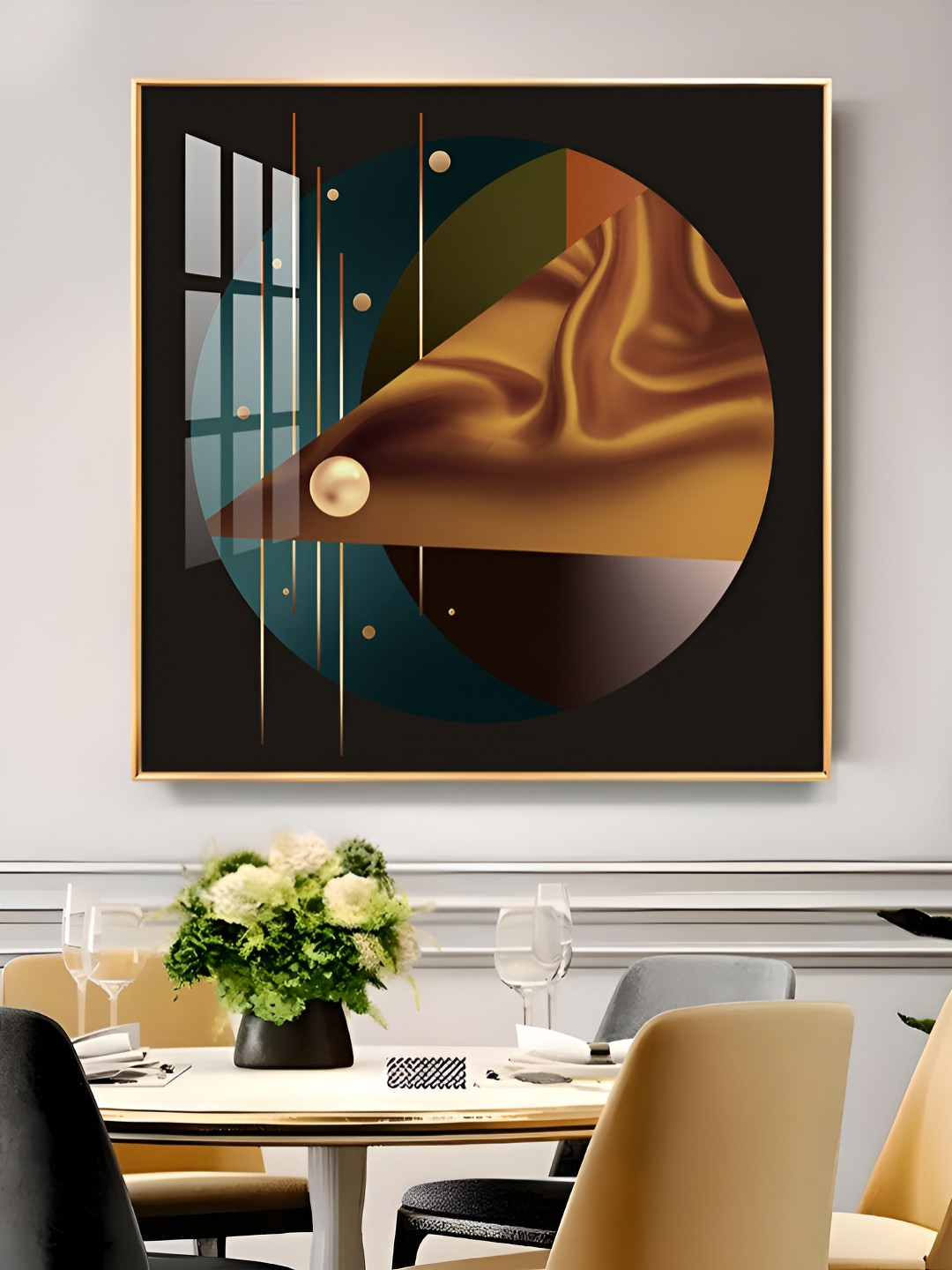 THE NEXT DECOR Gold-Toned & Black 1 Piece Wood Other Wall Paintings