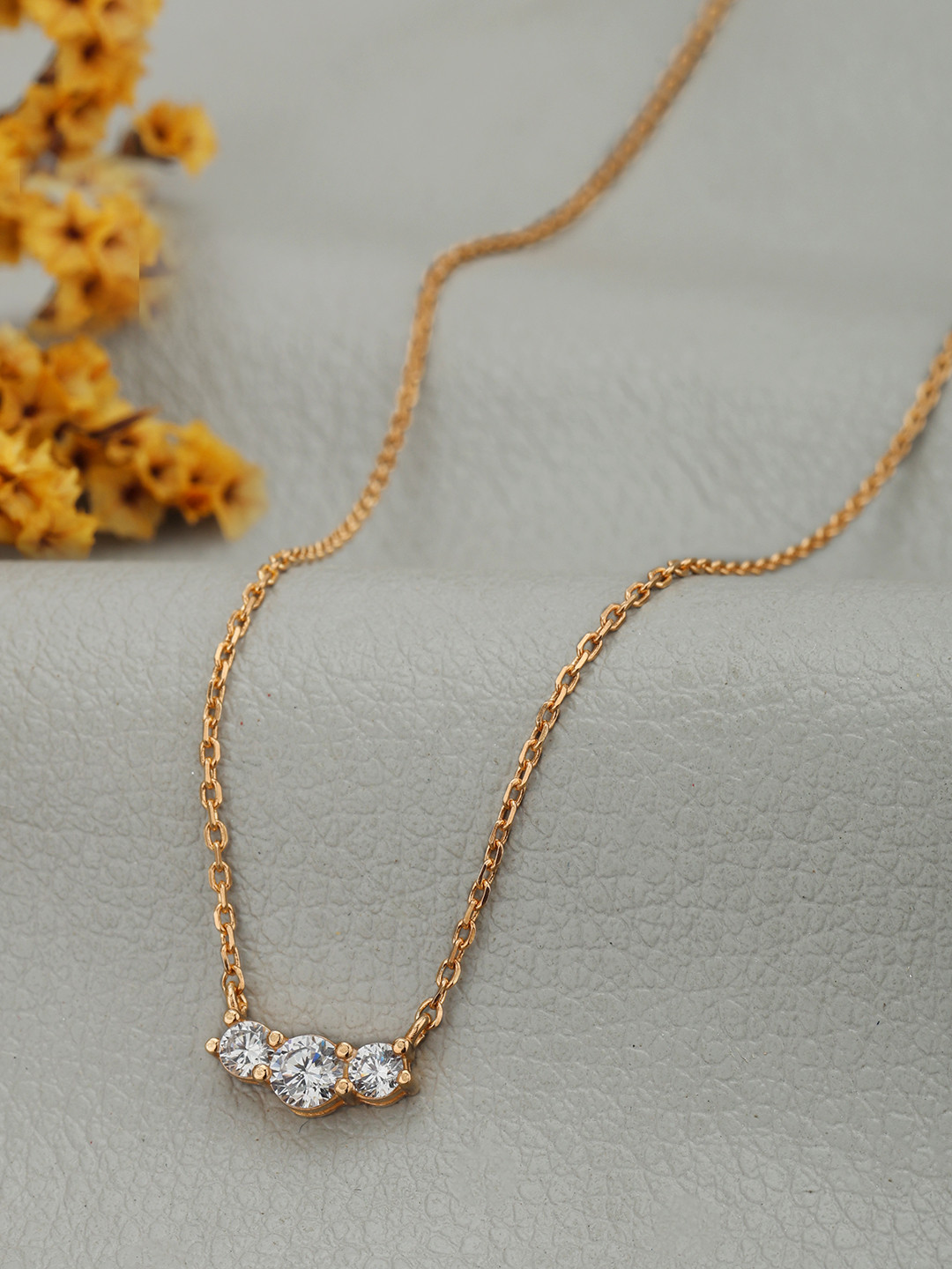 DressBerry 18kt Rose Gold Plated CZ Contemporary Necklace