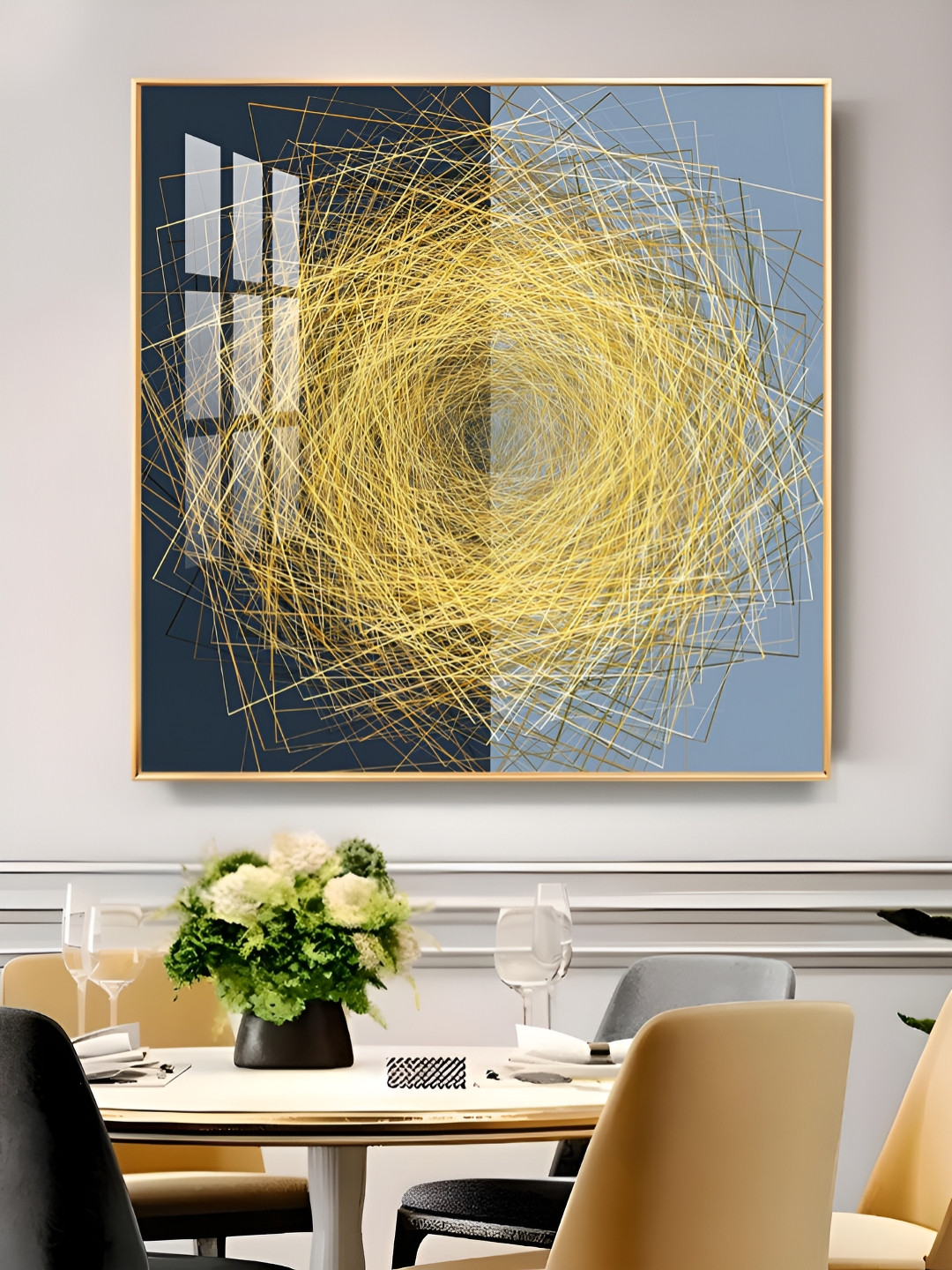 THE NEXT DECOR String Wire Glass Finish Square Wall Art