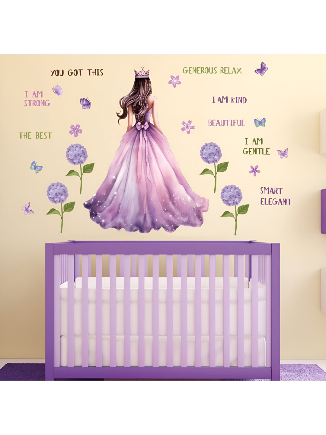 INDIAN ROYALS Purple & Gold Butterfly Printed Self-Adhesive & Durable Wall Sticker