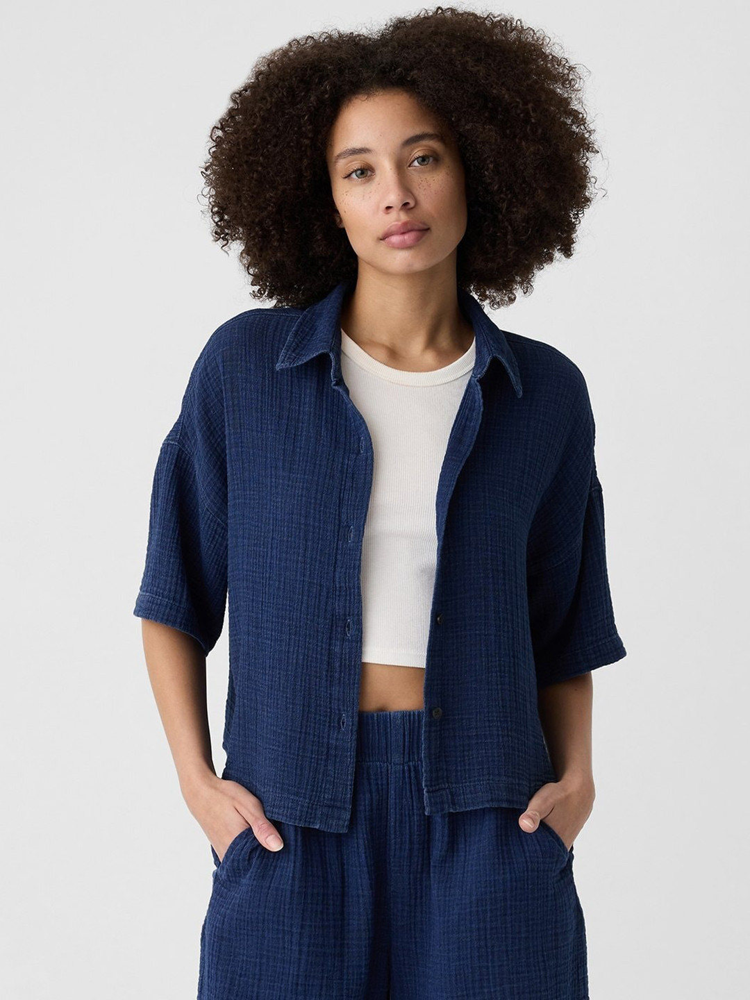 GAP Drop-Shoulder Sleeves Pure Cotton Relaxed Fit Casual Shirt