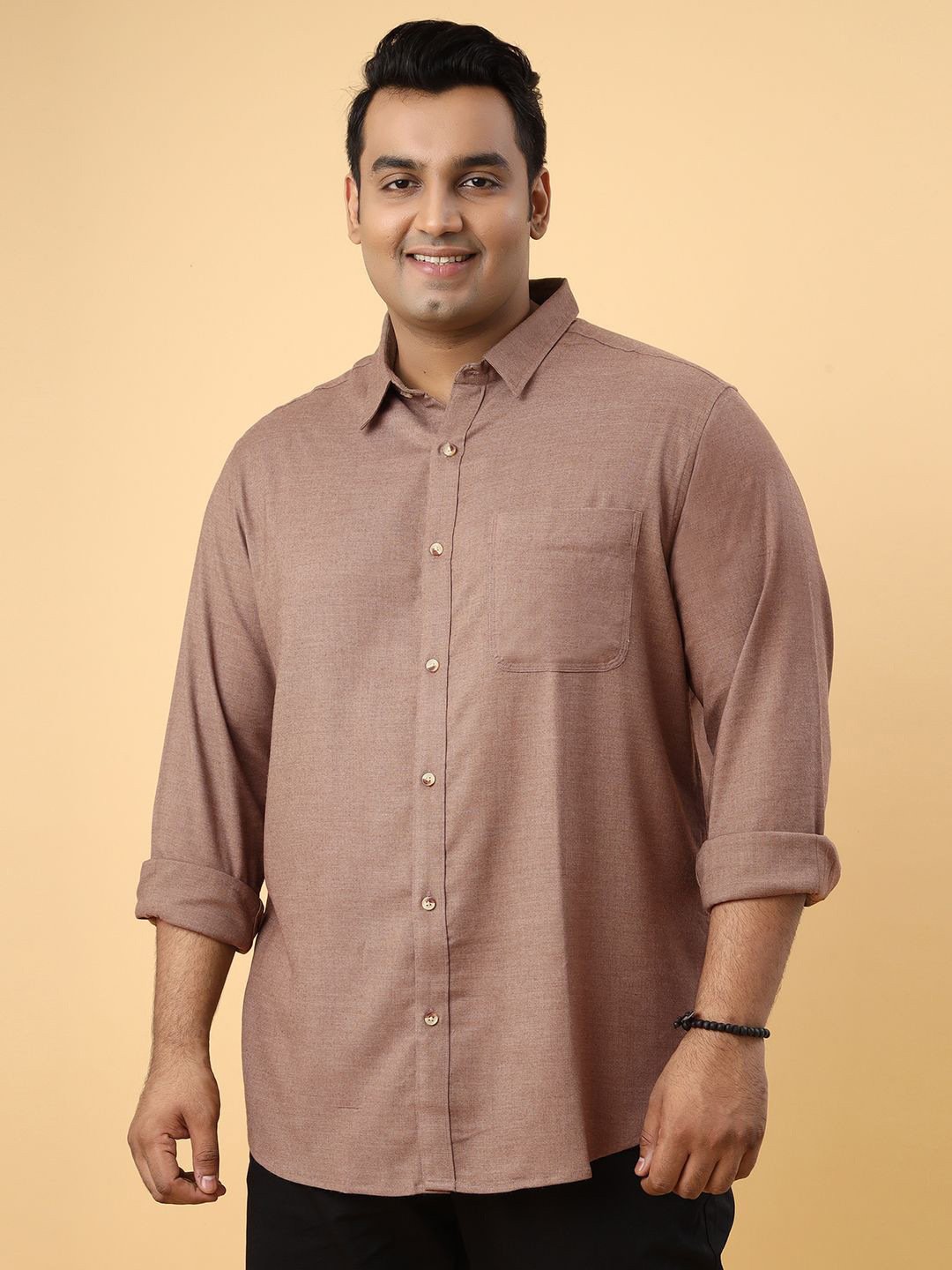 NEON CHILLIE Mens Solid Cotton Lycra Oxford Linen Look Full Sleeve Shirt