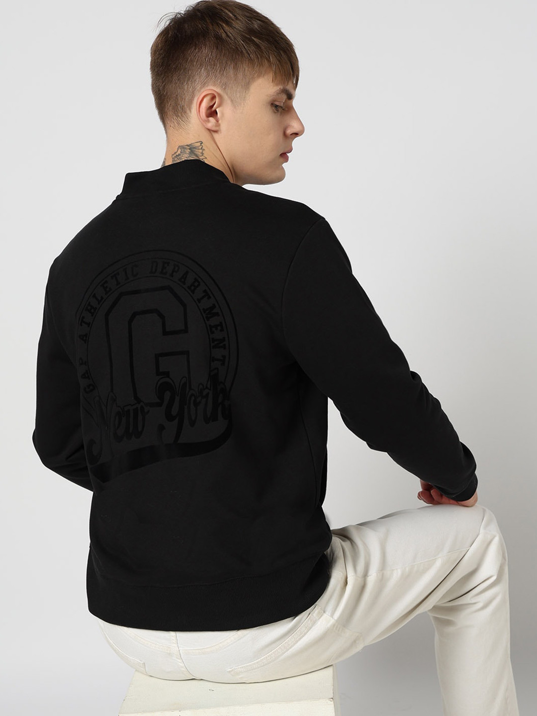 GAP Varsity Print Front-Open Terry Sweatshirt