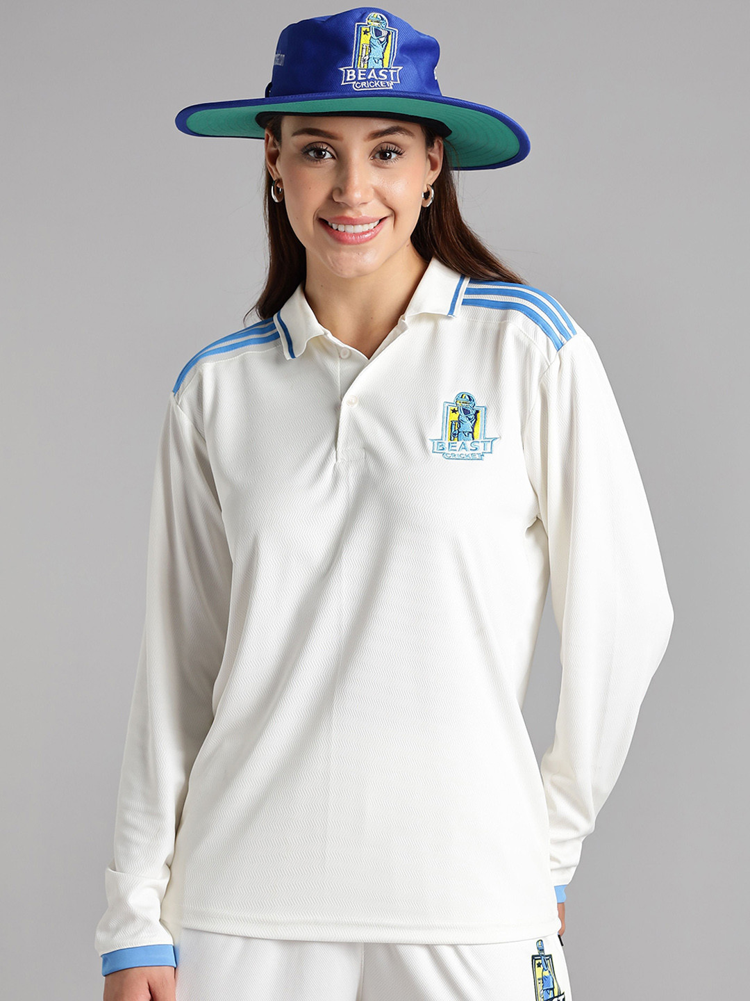 BEAST CRICKET Women Navy Blue Embroidered Flat Cap Hat