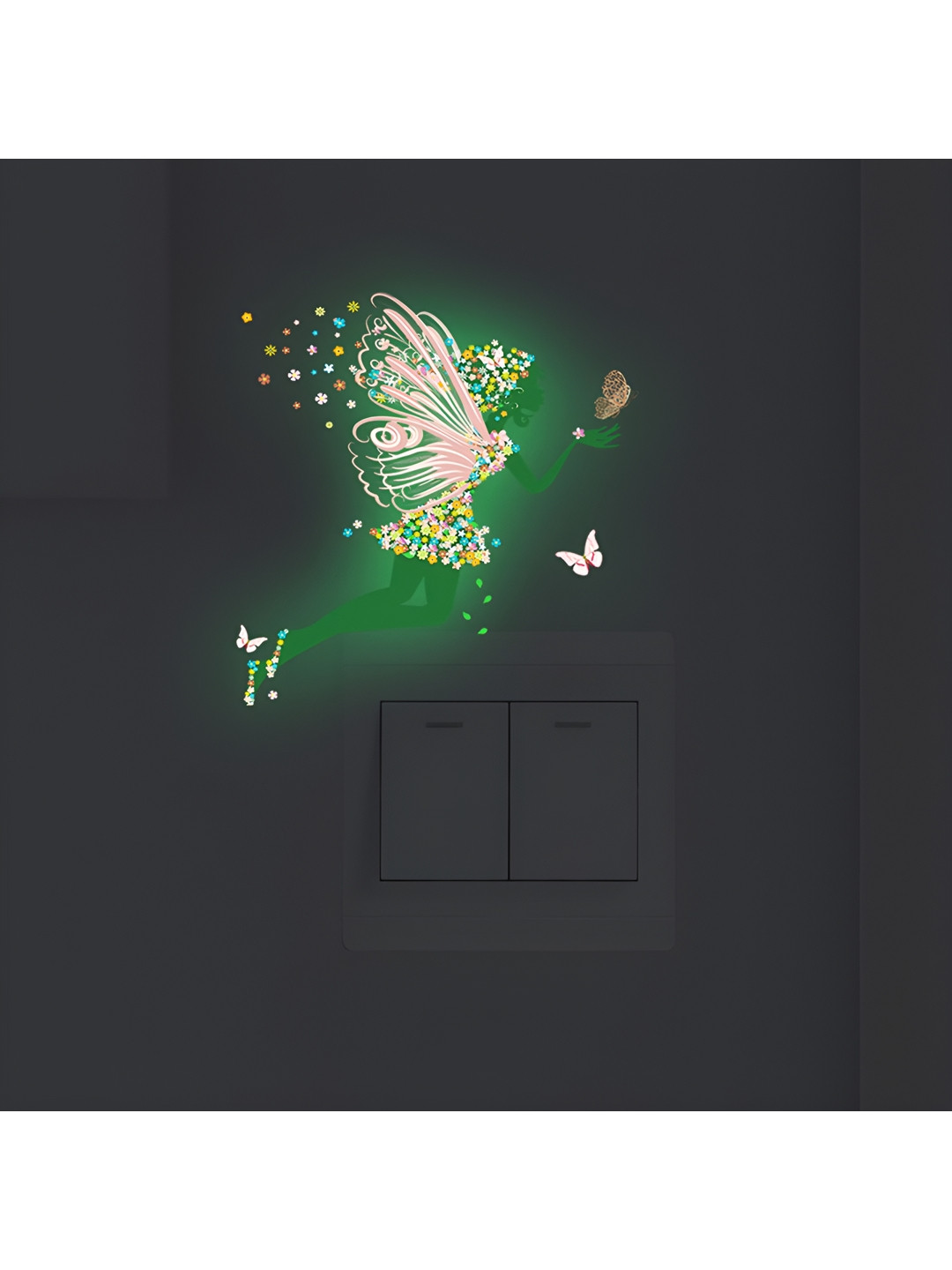 INDIAN ROYALS Pink & Black Butterfly Glow Printed Self-Adhesive & Durable Wall Sticker