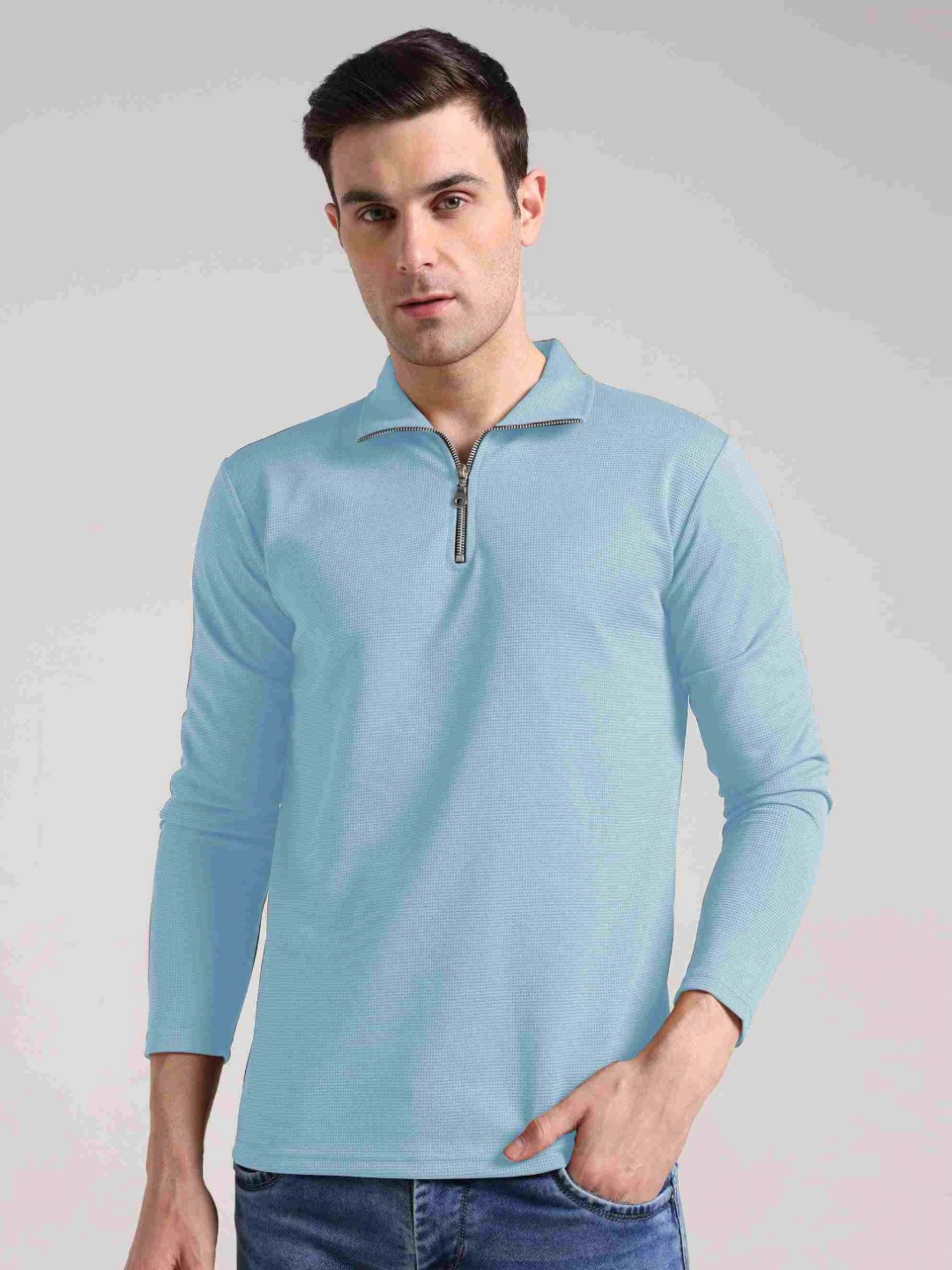 INDICLUB Men Polo Collar Applique T-shirt