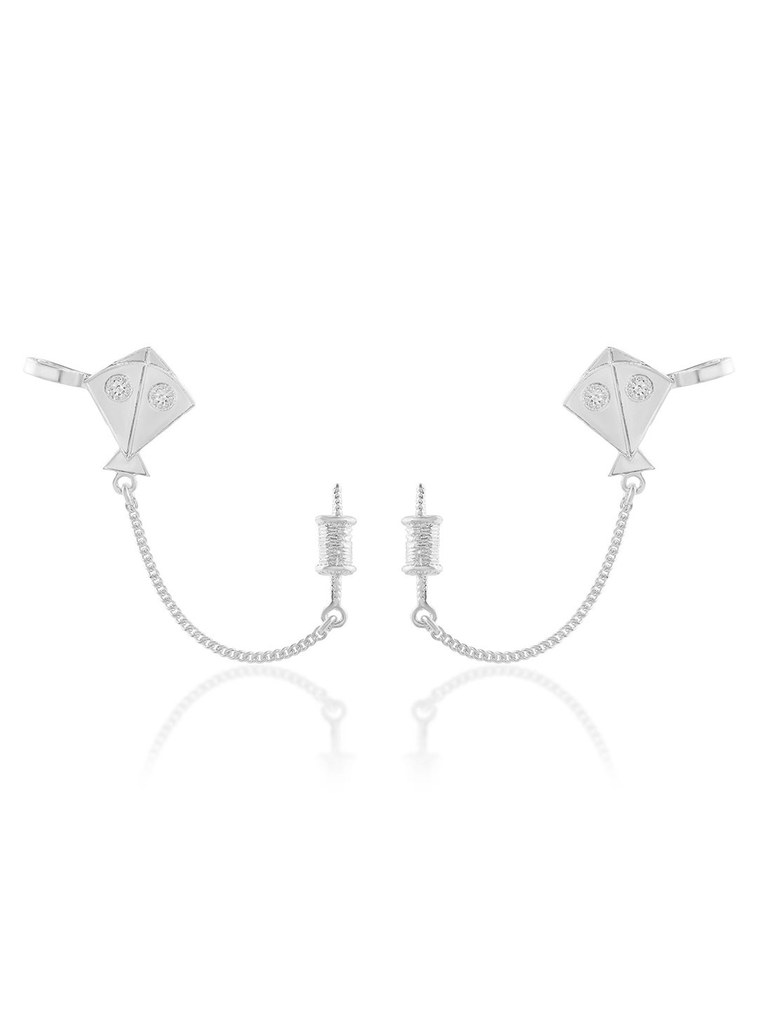 MEMOIR Silver-Plated Quirky Shaped Patang Charkhi Antique Ear Cuff