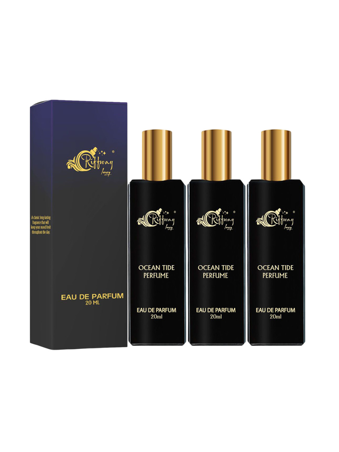 riffway Set Of 3 Ocean Tide Long Lasting Eau De Parfum- 20 ml Each