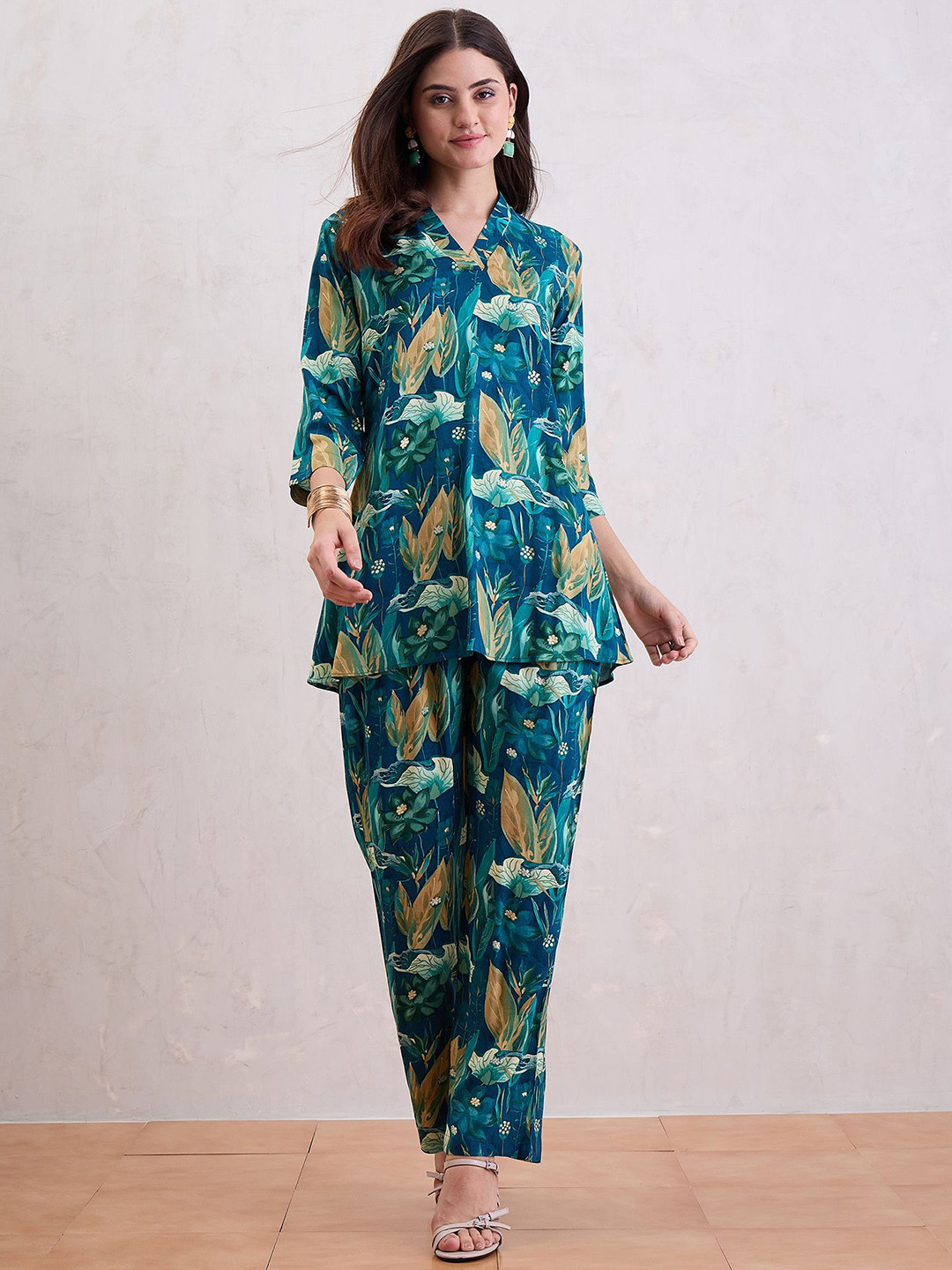 CHETI Printed Top & Trousers Co-Ords Set