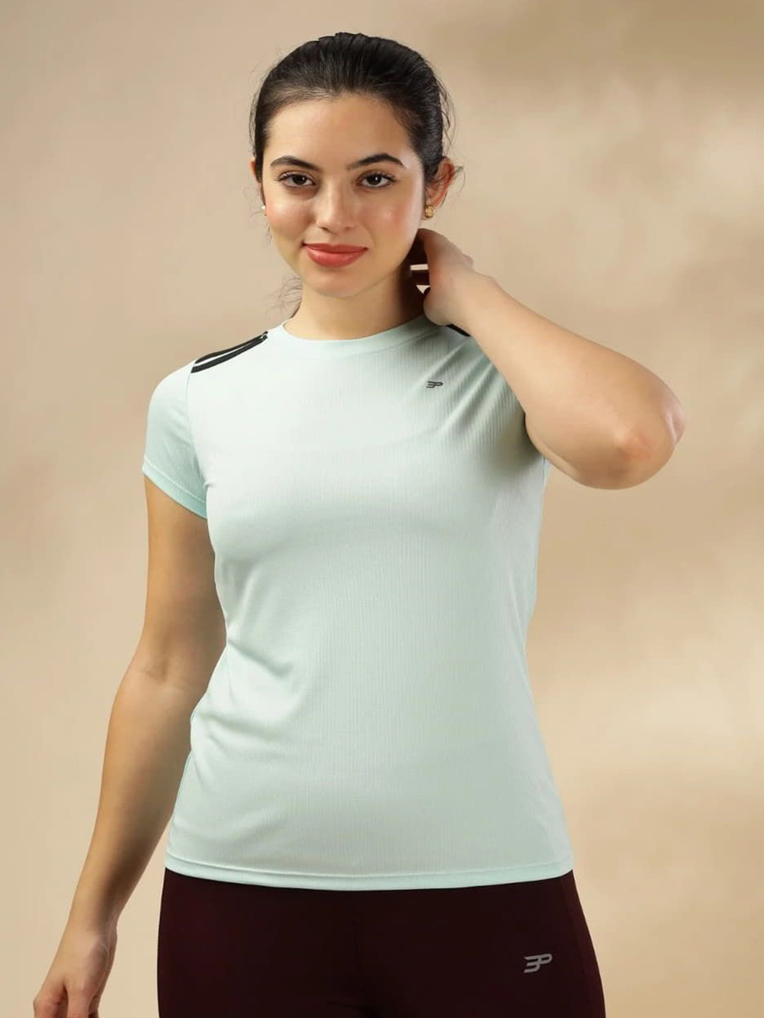THIRD ELEMENT Women Solid Textured Regular Active T-shirt