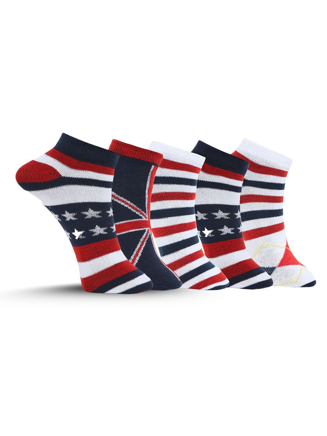 MJE Men Pack Of 5 Patterned Ankle Length Socks