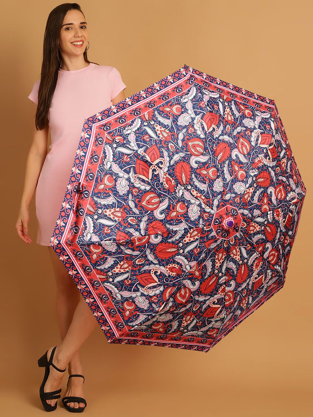 Aura Semi-Automatic 2 Fold Ethnic Motifs Umbrellas