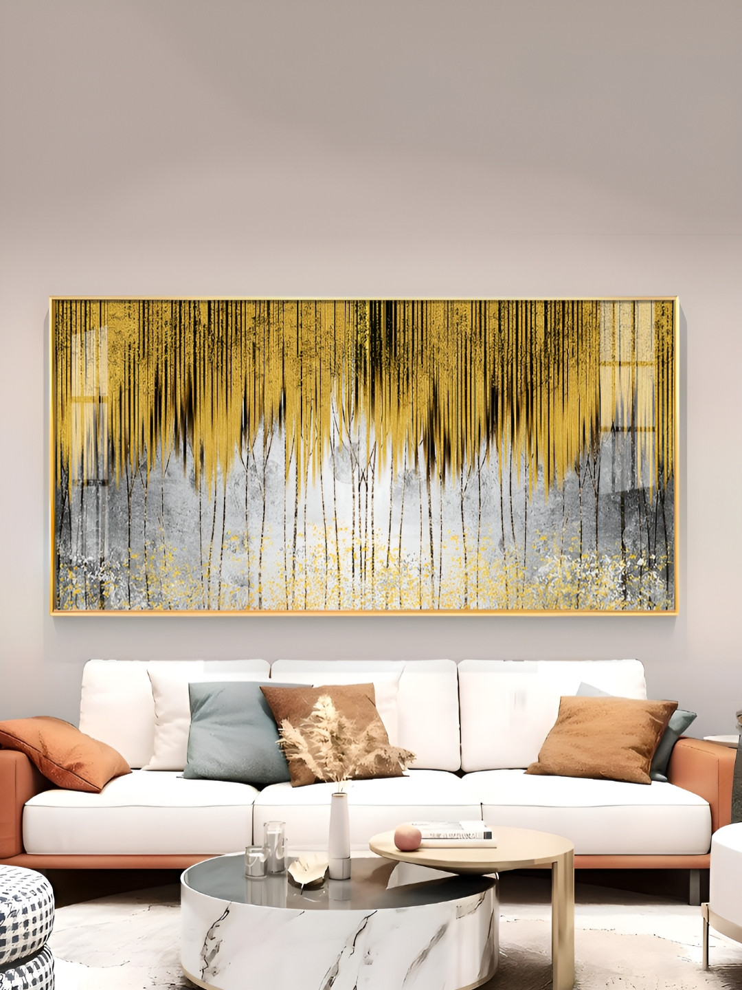 THE NEXT DECOR Grey Wood Wall Living Room Rectangle Potrait Paintings Wall Art -24 x 12In