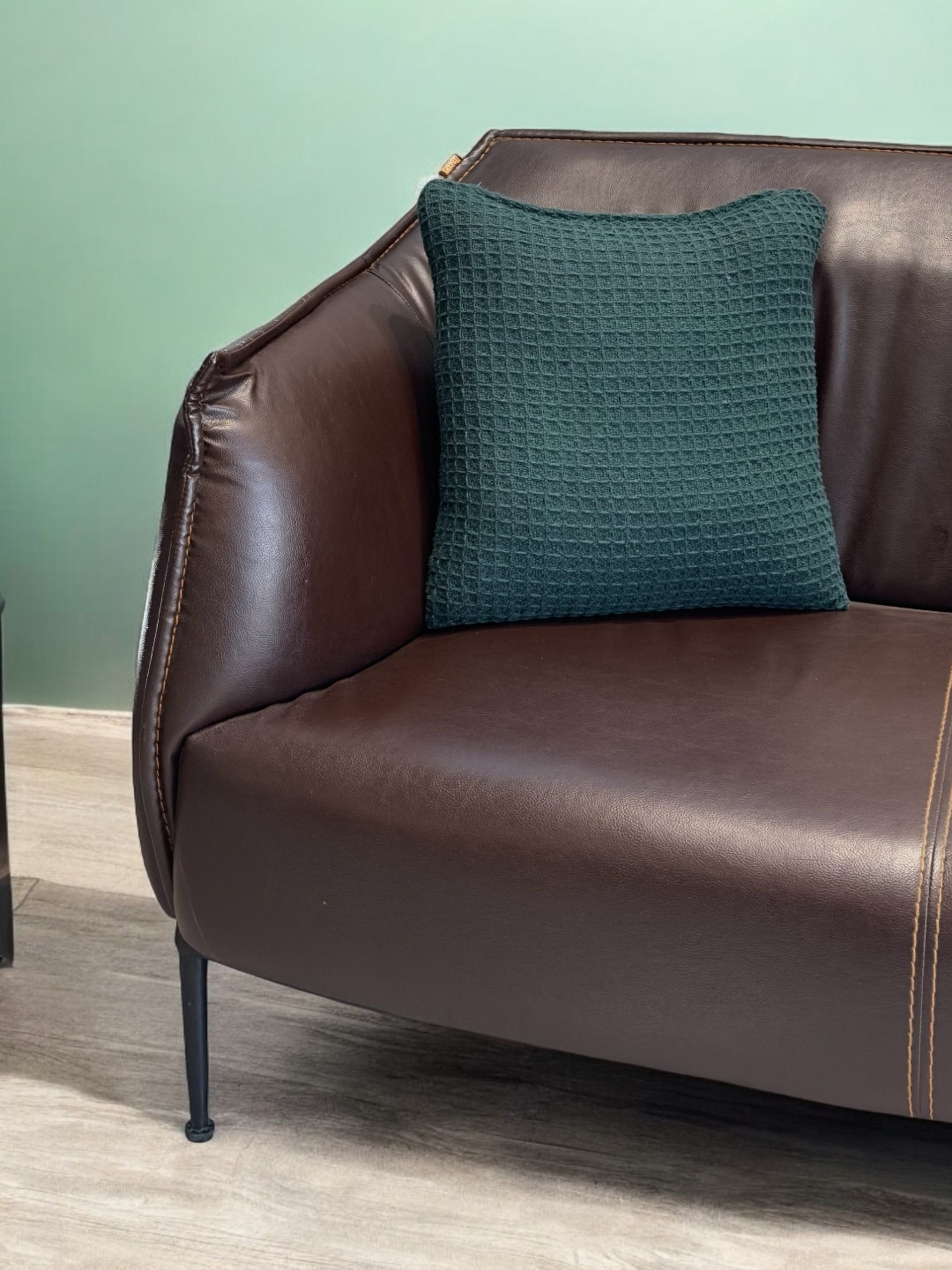 Dolce Casa Green Self Design Waffle Cotton Square Cushion Covers